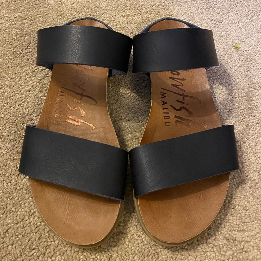 Blowfish 2 Strap Black Sandals size 7